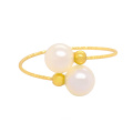 Unique design adjustable 18k gold freshwater pearl ring